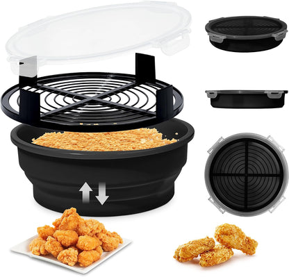 Collapsible Batter Bowl - Breading Bowl Shaker with Lid , Olive Green