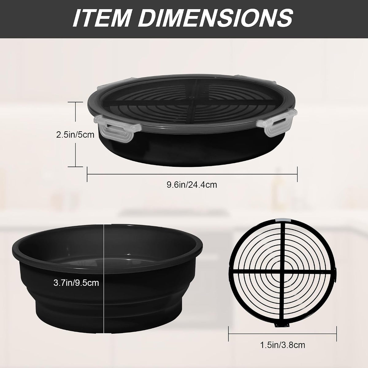 Collapsible Batter Bowl - Breading Bowl Shaker with Lid , Olive Green