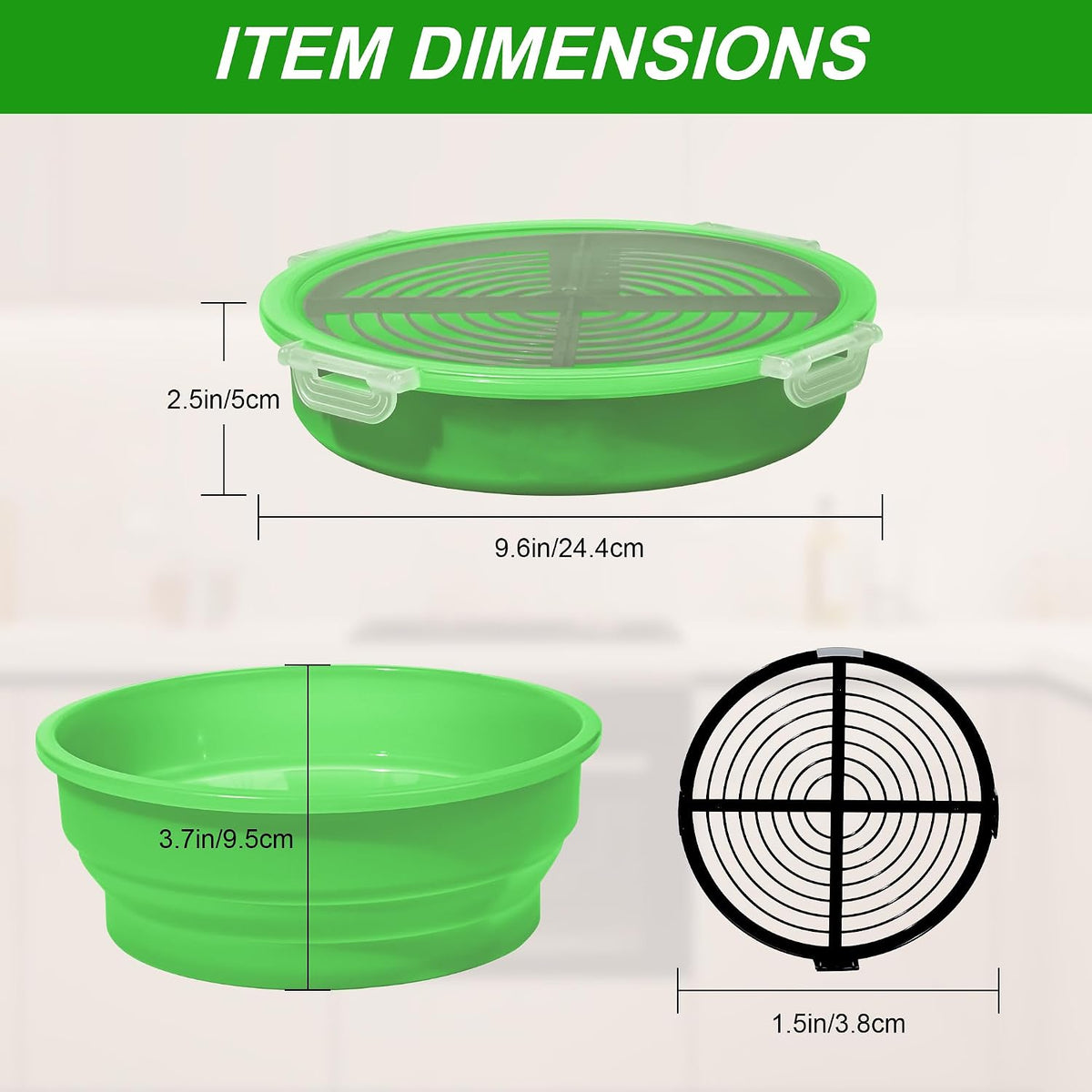 Collapsible Batter Bowl - Breading Bowl Shaker with Lid , Olive Green
