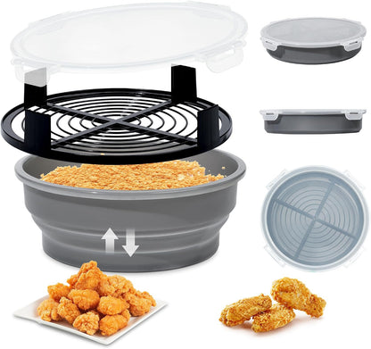 Collapsible Batter Bowl - Breading Bowl Shaker with Lid , Olive Green