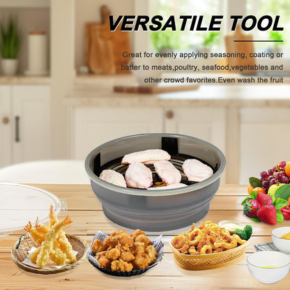 Collapsible Batter Bowl - Breading Bowl Shaker with Lid , Olive Green