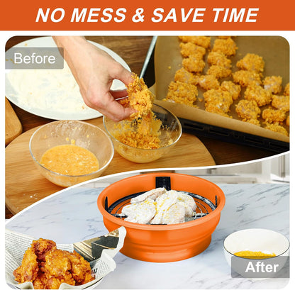 Collapsible Batter Bowl - Breading Bowl Shaker with Lid , Olive Green