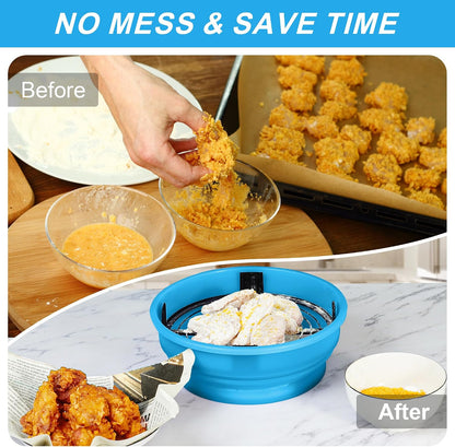 Collapsible Batter Bowl - Breading Bowl Shaker with Lid , Olive Green
