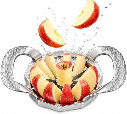 Apple Slicer,12-Slices Stainless Steel Cutter，Heavy Duty Stainless Steel Apple Cutter and Divider， Anti-slip Handle，Gifts for Mom， Easy to Use.
