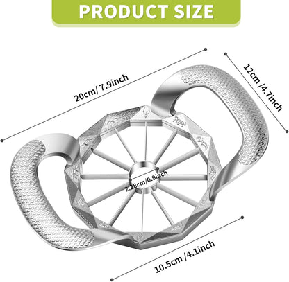 Apple Slicer,12-Slices Stainless Steel Cutter，Heavy Duty Stainless Steel Apple Cutter and Divider， Anti-slip Handle，Gifts for Mom， Easy to Use.