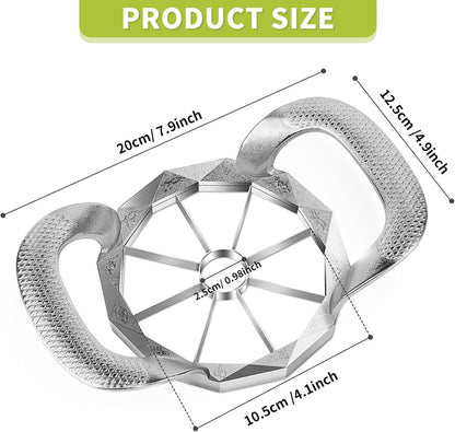 Apple Slicer,12-Slices Stainless Steel Cutter，Heavy Duty Stainless Steel Apple Cutter and Divider， Anti-slip Handle，Gifts for Mom， Easy to Use.