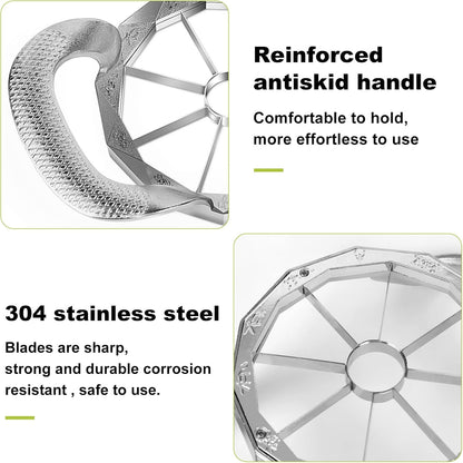 Apple Slicer,12-Slices Stainless Steel Cutter，Heavy Duty Stainless Steel Apple Cutter and Divider， Anti-slip Handle，Gifts for Mom， Easy to Use.