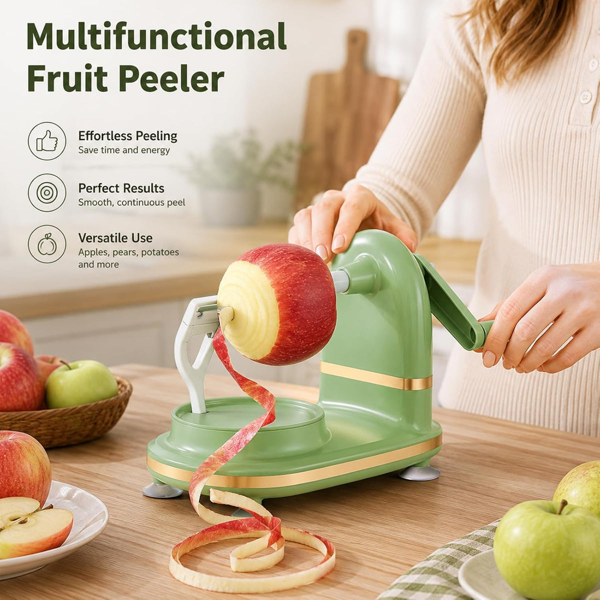 Apple Peeler Slicer Corer with 2 Blades for Home Kitchen