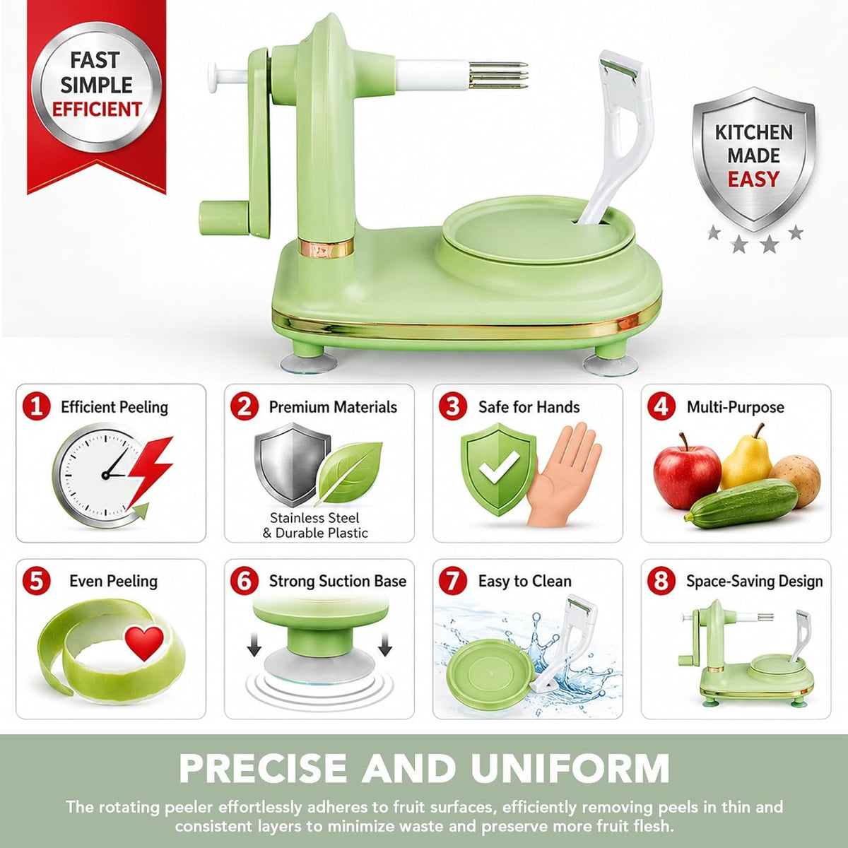 Apple Peeler Slicer Corer with 2 Blades for Home Kitchen