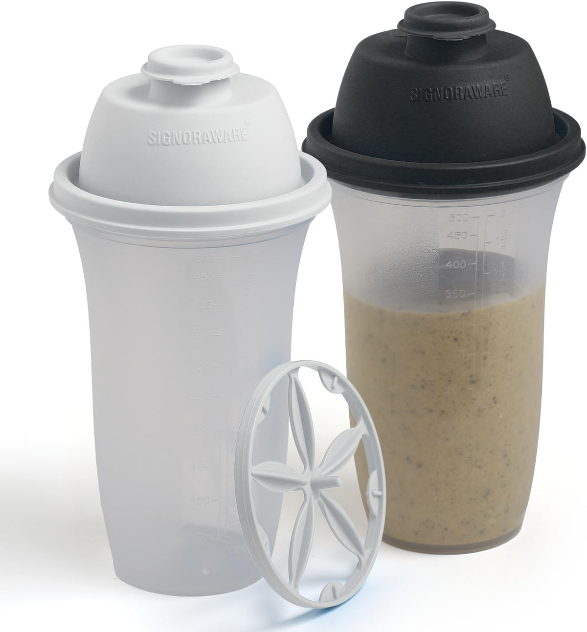 Shaker Bottles | 17-Ounce Plastic Protein Shake Bottle for Meal Replacement Shakes & Smoothies, Beverages, Mixing Salad Dressing & Sauces, Margarita, & More | 2 Pack
