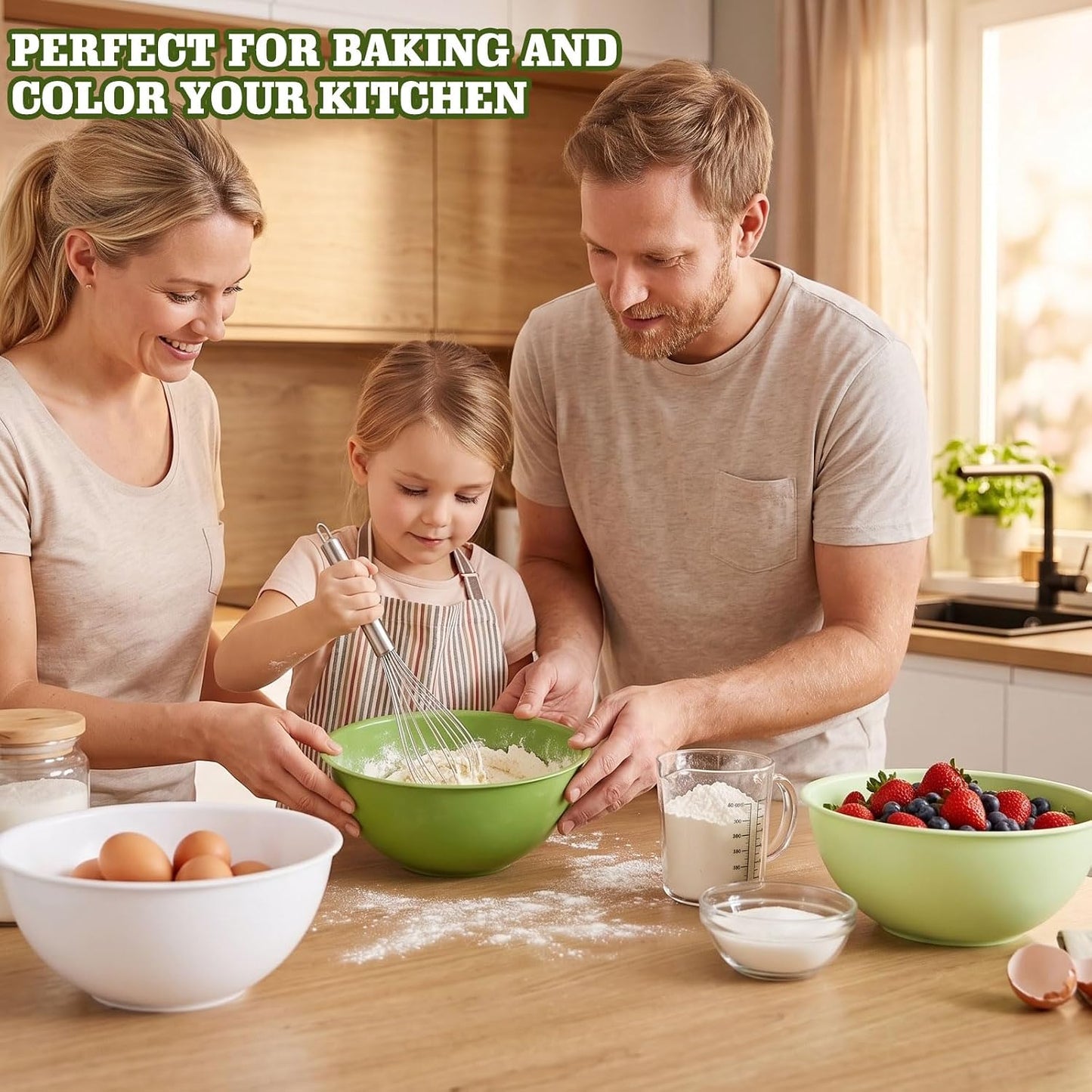 4-Piece Plastic Mixing Bowl Set with Lids for Kitchen, 67oz Lightweight Storage Bowls, Large Salad Bowls for Baking, Prepping, Cooking and Serving Food, Dishwasher & Microwave Safe