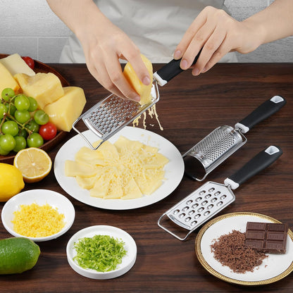 Cheese Grater, 3 Packs Stainless Steel Lemon Zester Grater with Silicone Handle for Cheese, Chocolate, Spices, and More