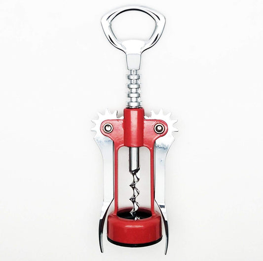 Italianism Wing Corkscrew Wine Opener, Rubber-touch Finish For Non-slip, Comfort Grip Red