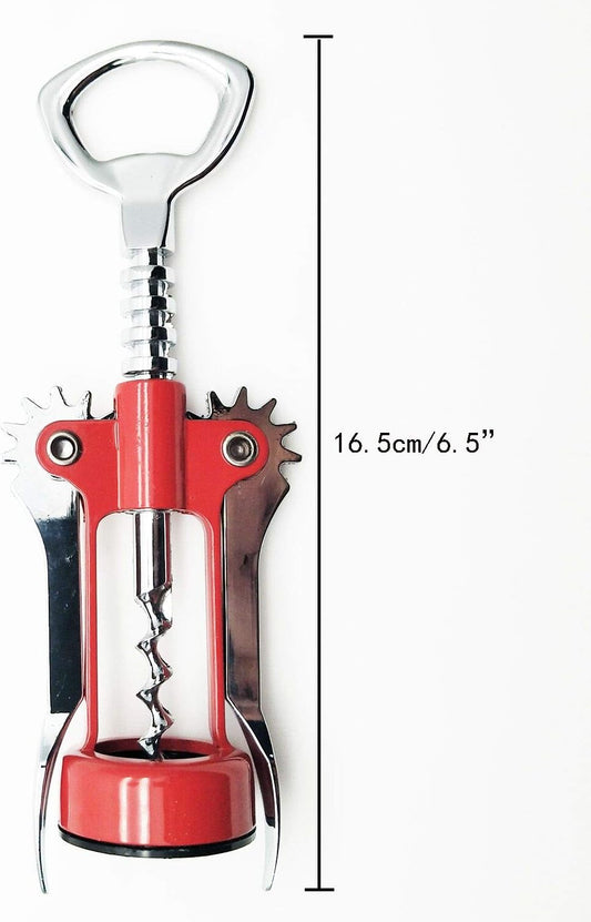 Italianism Wing Corkscrew Wine Opener, Rubber-touch Finish For Non-slip, Comfort Grip Red
