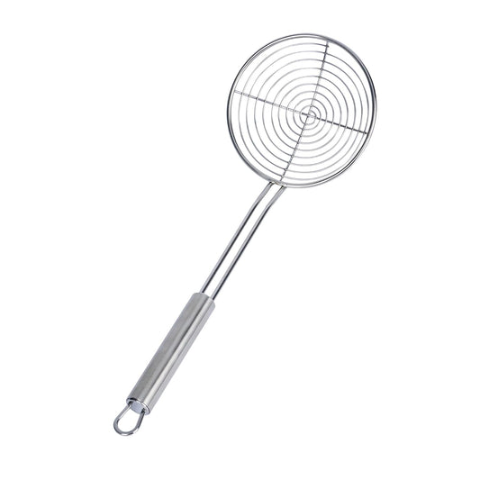 Stainless Steel Spider Skimmer - German Standard Wire Skimmer with Ergonomic Handle, Dishwasher Safe - Wire Strainer Pasta Spoon for Cooking & Frying