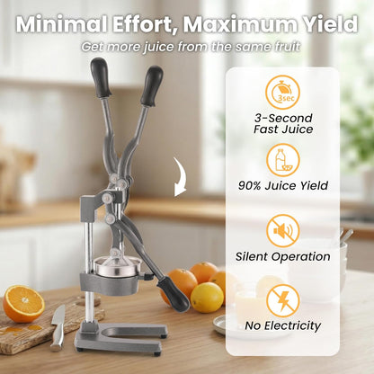 Cast Iron Manual Hand Press Juicer for Citrus & Pomegranate,Grey | Stainless Steel Heavy Duty Squeezer,Easy to Clean,Effortless Lever-Press Design,For Home Cooks,Health Enthusiasts,Bartenders
