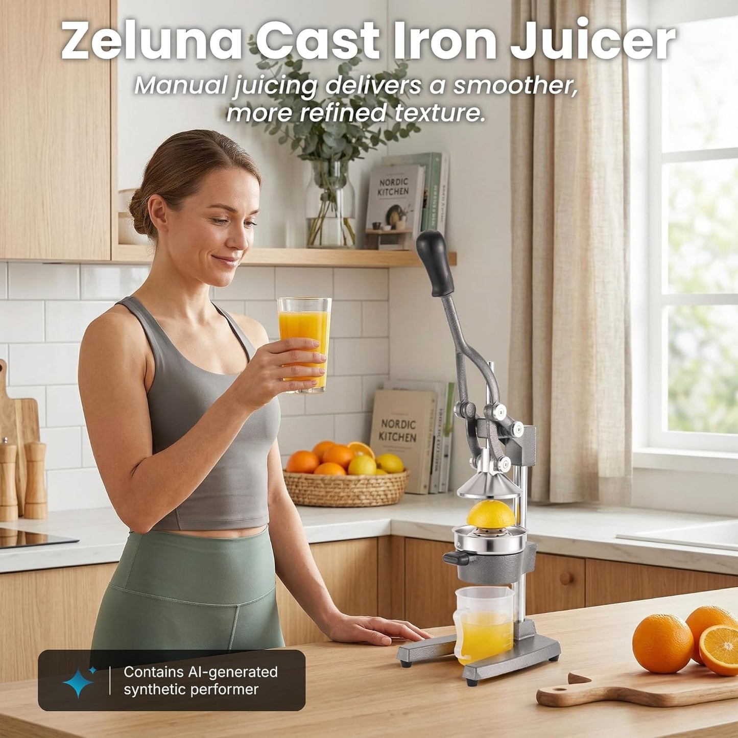 Cast Iron Manual Hand Press Juicer for Citrus & Pomegranate,Grey | Stainless Steel Heavy Duty Squeezer,Easy to Clean,Effortless Lever-Press Design,For Home Cooks,Health Enthusiasts,Bartenders