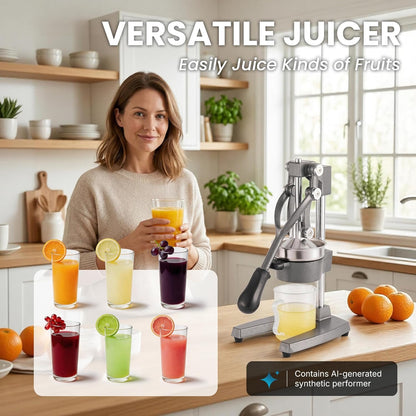 Cast Iron Manual Hand Press Juicer for Citrus & Pomegranate,Grey | Stainless Steel Heavy Duty Squeezer,Easy to Clean,Effortless Lever-Press Design,For Home Cooks,Health Enthusiasts,Bartenders