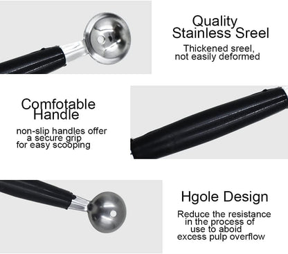 4 Pcs Double Ended Headed Fruit Icecream Ball Spoon,Stainless Steel Melon Baller,Smooth Round Melon Balls Melon Scoop for Watermelon/Ice Cream/Fruits/Sorbet/Meatball