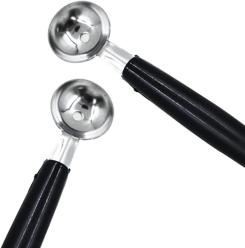 4 Pcs Double Ended Headed Fruit Icecream Ball Spoon,Stainless Steel Melon Baller,Smooth Round Melon Balls Melon Scoop for Watermelon/Ice Cream/Fruits/Sorbet/Meatball