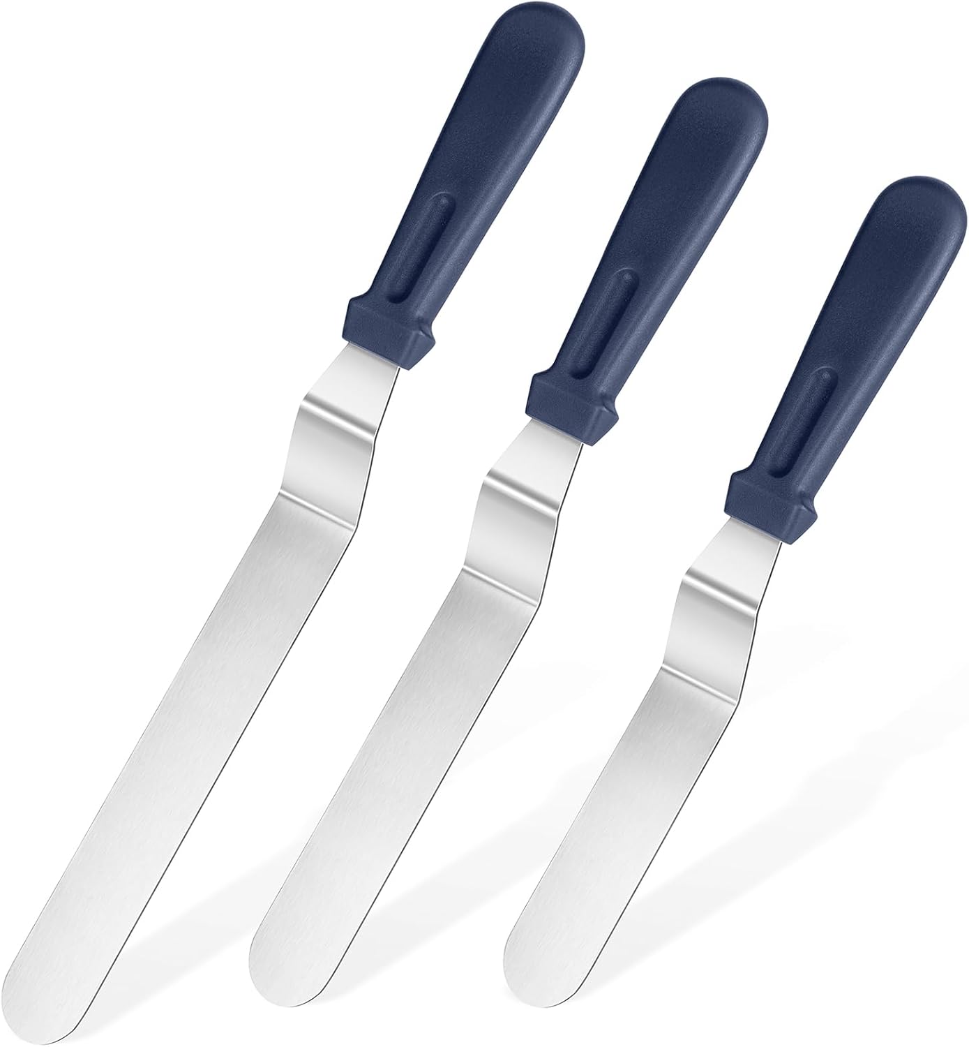 Icing Spatula, Offset Spatula Set with 6", 8", 10" Blade,Stainless Steel Angled Cake Decorating Frosting Spatula Set of 3 (Black)
