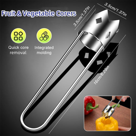 Red Bell Pepper Corer Seed Remover Tool, 2026 Upgraded Multifunctional Stainless Steel Pepper, Pineapple, Pear, Apple Corer Tool - Ergonomic Handle, Vegetables and Fruit Kitchen Utensils (1pcs)