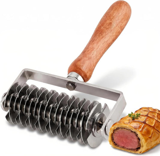 Pastry Lattice Roller Cutter - Stainless Steel Dough Lattice for Pie Pizza Bread beef wellington Pastry Crust Roller Cutter