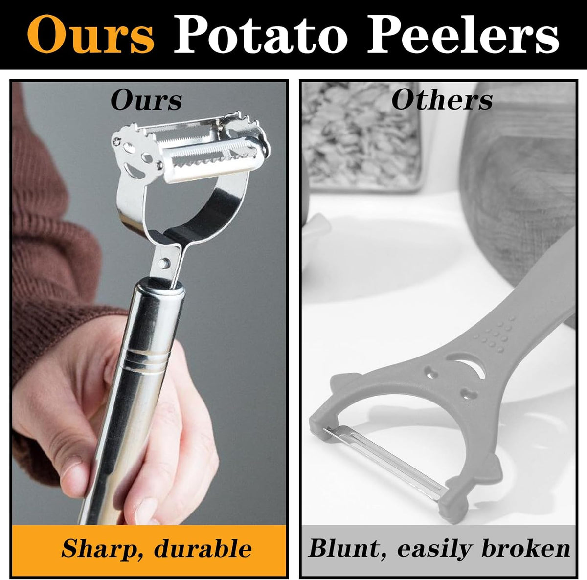 Vegetable Peeler, Multifunction Potato Peelers Stainless Steel Julienne Peeler for Carrots Potatoes Cucumber Squash Melons Fruit