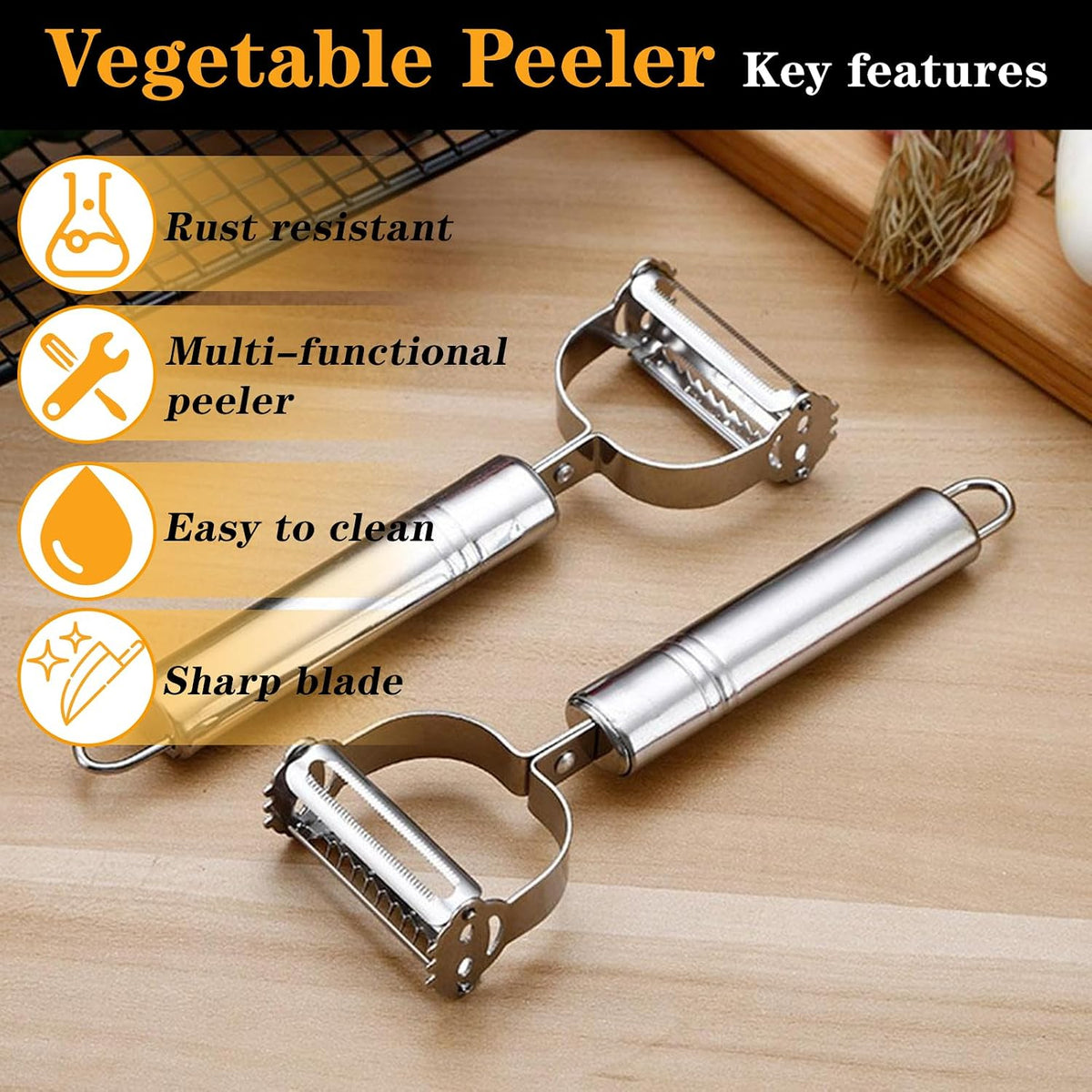 Vegetable Peeler, Multifunction Potato Peelers Stainless Steel Julienne Peeler for Carrots Potatoes Cucumber Squash Melons Fruit