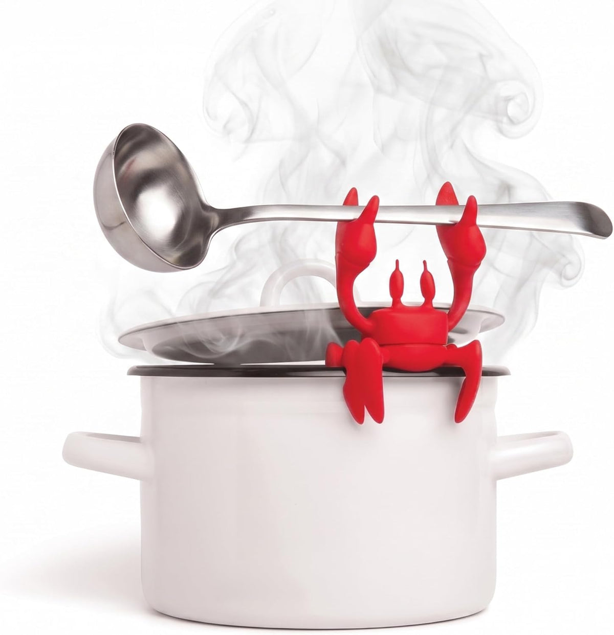 2 in 1 Silicone Spoon Rest & Steam Releaser - Large Spoon Holder for Stove Top - Unique and Useful Gift for Cooking - Heat Resistant Utensil Rest, Kitchen Gadgets, Red Gift (Red the Crab)