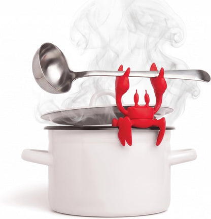 2 in 1 Silicone Spoon Rest & Steam Releaser - Large Spoon Holder for Stove Top - Unique and Useful Gift for Cooking - Heat Resistant Utensil Rest, Kitchen Gadgets, Red Gift (Red the Crab)