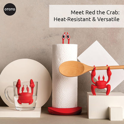 2 in 1 Silicone Spoon Rest & Steam Releaser - Large Spoon Holder for Stove Top - Unique and Useful Gift for Cooking - Heat Resistant Utensil Rest, Kitchen Gadgets, Red Gift (Red the Crab)