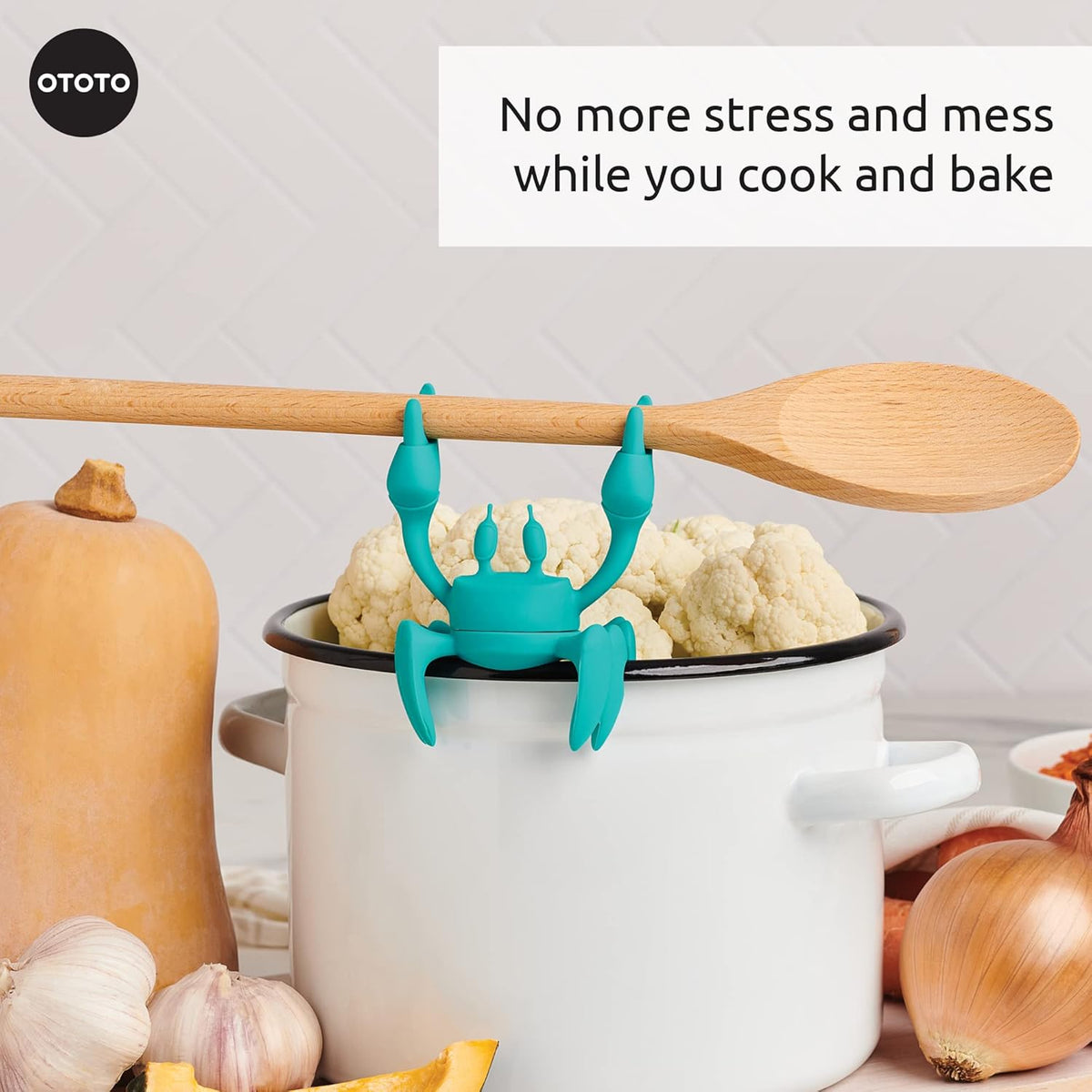 2 in 1 Silicone Spoon Rest & Steam Releaser - Large Spoon Holder for Stove Top - Unique and Useful Gift for Cooking - Heat Resistant Utensil Rest, Kitchen Gadgets, Red Gift (Red the Crab)