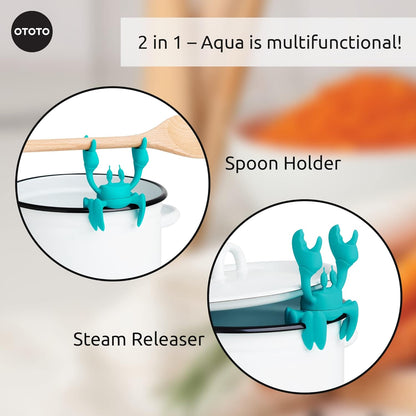 2 in 1 Silicone Spoon Rest & Steam Releaser - Large Spoon Holder for Stove Top - Unique and Useful Gift for Cooking - Heat Resistant Utensil Rest, Kitchen Gadgets, Red Gift (Red the Crab)
