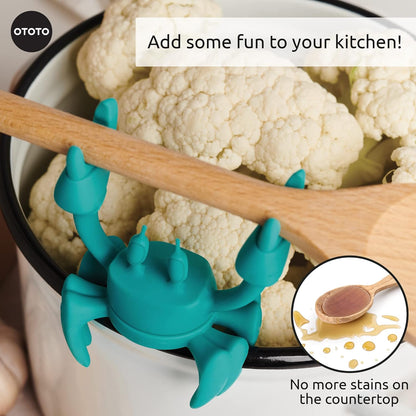 2 in 1 Silicone Spoon Rest & Steam Releaser - Large Spoon Holder for Stove Top - Unique and Useful Gift for Cooking - Heat Resistant Utensil Rest, Kitchen Gadgets, Red Gift (Red the Crab)