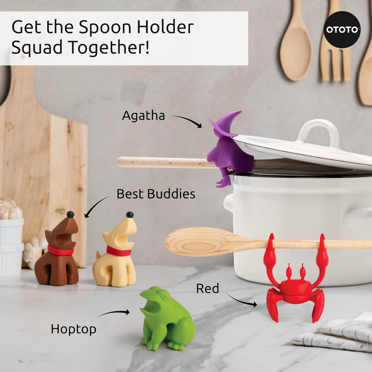 2 in 1 Silicone Spoon Rest & Steam Releaser - Large Spoon Holder for Stove Top - Unique and Useful Gift for Cooking - Heat Resistant Utensil Rest, Kitchen Gadgets, Red Gift (Red the Crab)