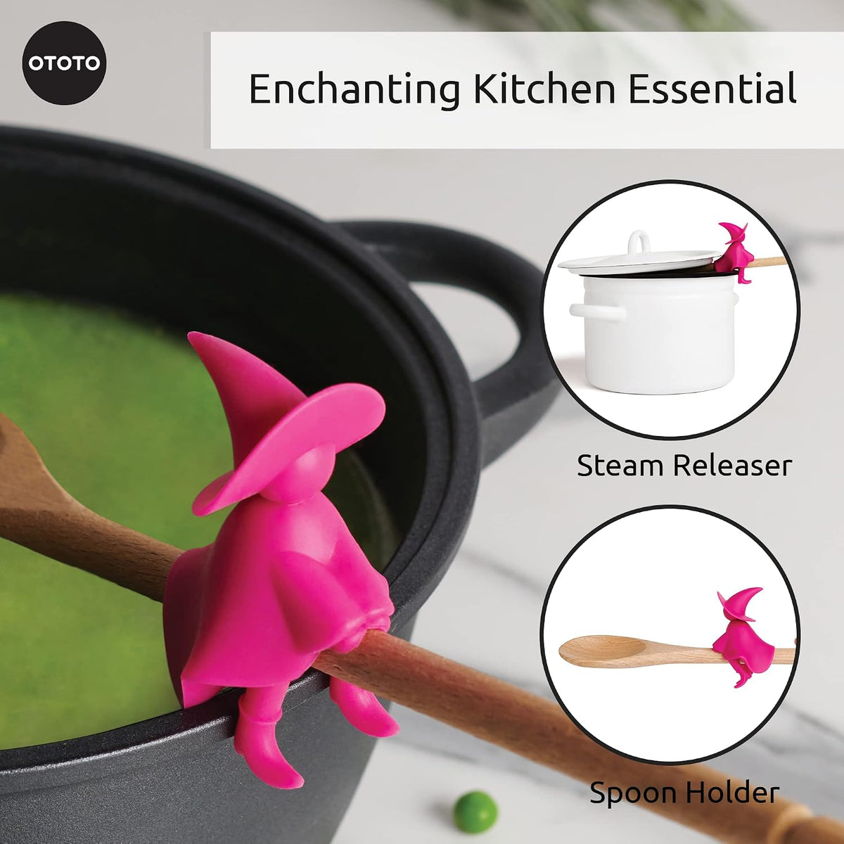 2 in 1 Silicone Spoon Rest & Steam Releaser - Large Spoon Holder for Stove Top - Unique and Useful Gift for Cooking - Heat Resistant Utensil Rest, Kitchen Gadgets, Red Gift (Red the Crab)