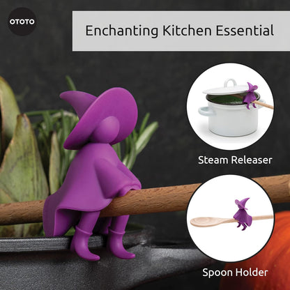 2 in 1 Silicone Spoon Rest & Steam Releaser - Large Spoon Holder for Stove Top - Unique and Useful Gift for Cooking - Heat Resistant Utensil Rest, Kitchen Gadgets, Red Gift (Red the Crab)