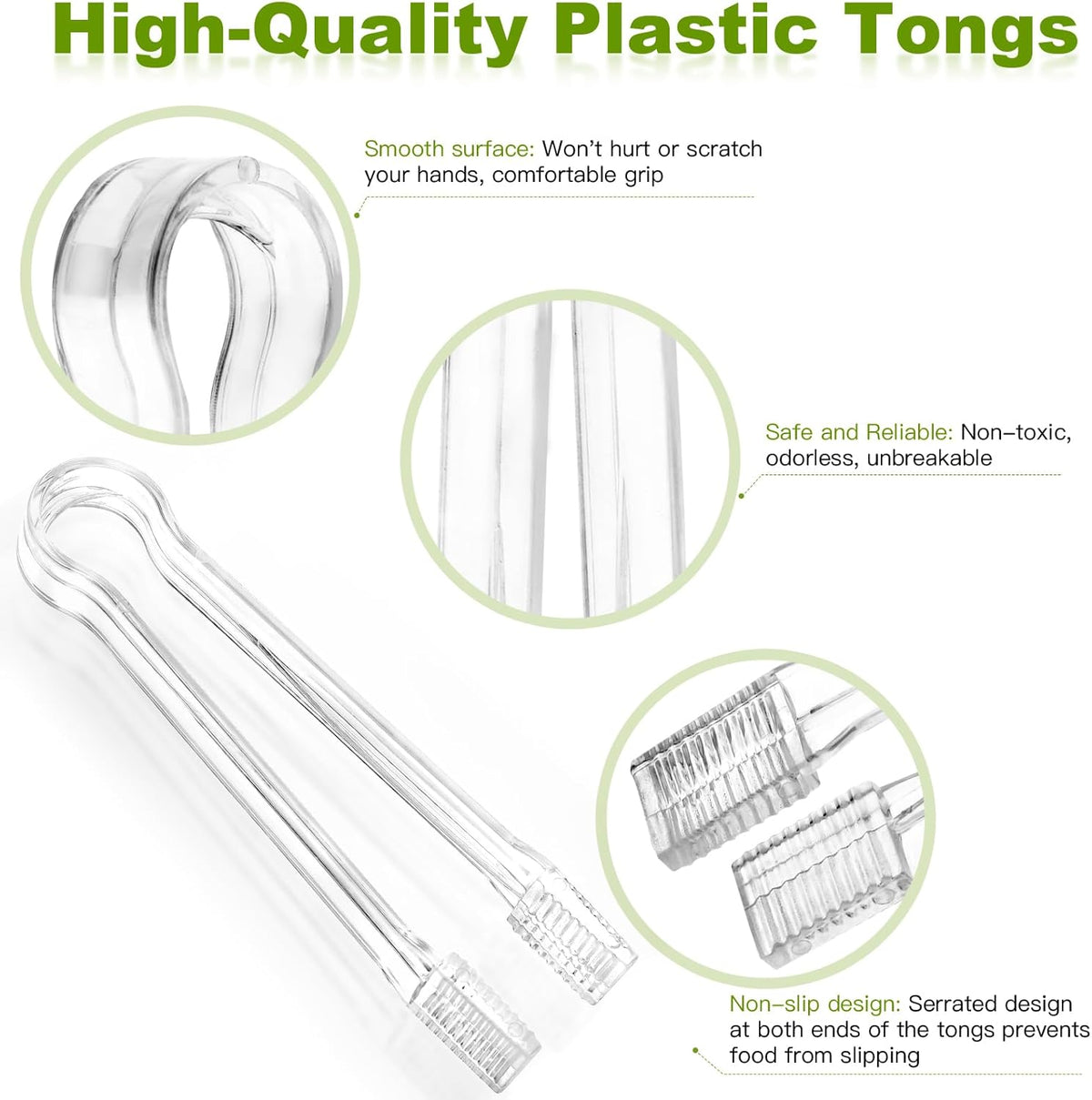 8 PCS Plastic Serving Tongs, 6.3 Inches Disposable Clear Tongs, Kitchen Small Serving Utensil Tongs for Party Catering Buffet Bakery Salad Cookies Ice