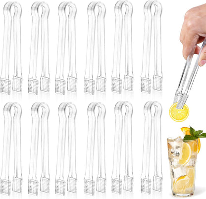8 PCS Plastic Serving Tongs, 6.3 Inches Disposable Clear Tongs, Kitchen Small Serving Utensil Tongs for Party Catering Buffet Bakery Salad Cookies Ice