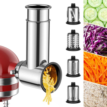 Cheese Grater Attachment for KitchenAid Mixer, 4-Blade Shredder
