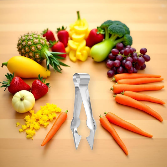 Multi-Functional Fruit & Vegetable Stem Remover Clip, Strawberry Huller, Pineapple Eye Remover, Kitchen Gadget, Silver Stainless Steel Handle