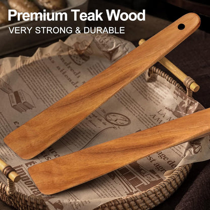 3 Pack Skinny Wooden Spurtle Set for Sourdough Starter Kit Accessories | Teak Wood Jar Spatula Sourdough Bread Baking Supplies Gift Spurtles Kitchen Tools Stirring Stick Spoon Dough Whisk Scraper