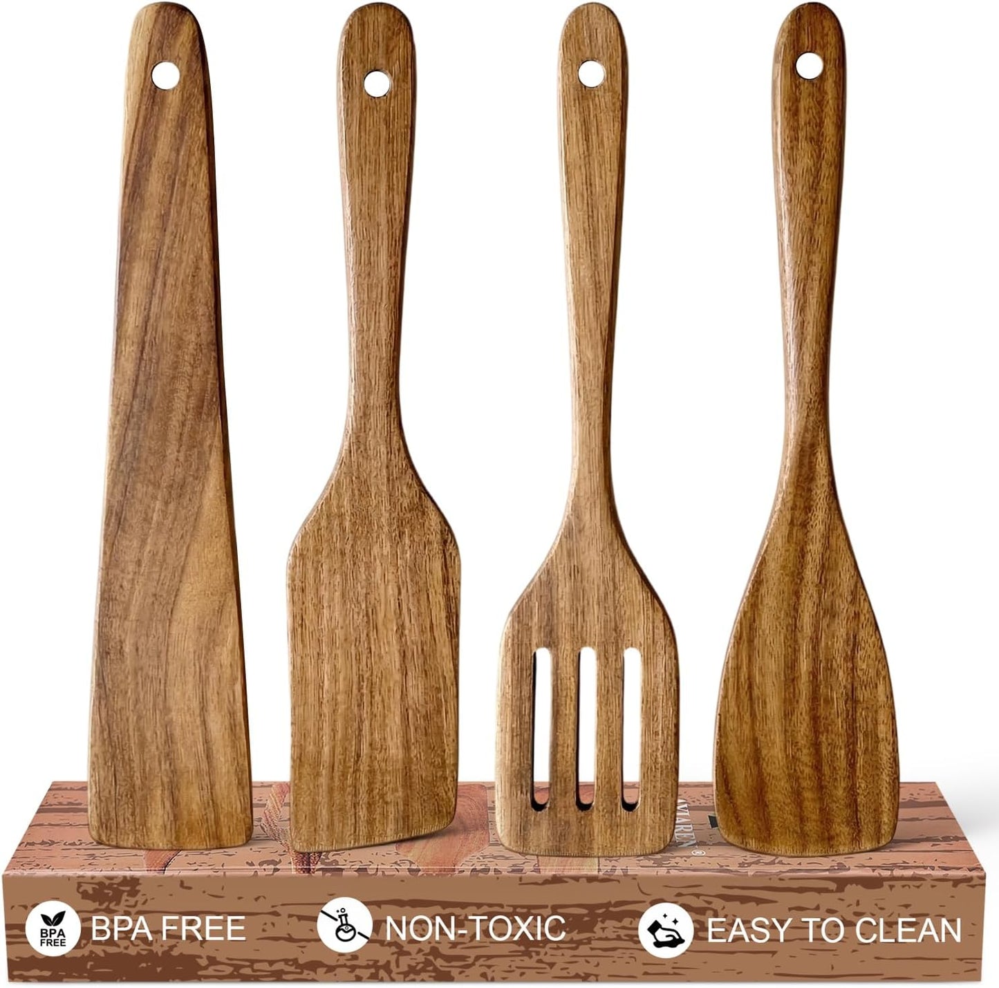 3 Pack Skinny Wooden Spurtle Set for Sourdough Starter Kit Accessories | Teak Wood Jar Spatula Sourdough Bread Baking Supplies Gift Spurtles Kitchen Tools Stirring Stick Spoon Dough Whisk Scraper