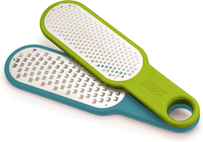 Duo 2-Piece Kitchen Grater Set, Vegetable, Cheese Coarse and Fine Grater, Citrus Zester, Opal/Green