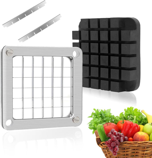 Commercial Vegetable Replacement Chopper 1/2’’ Blade | Replacement Chopper Dicer Stainless Steel Blade and Pusher Block for Fruit Cutting Machine Tomato onion French Fries Cutter