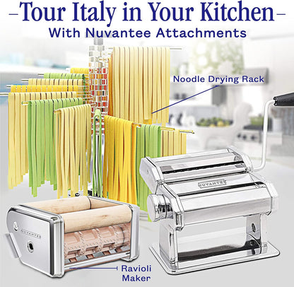 Pasta Maker with Adjustable Thickness Settings - 3 in 1 Noodle Maker with Rollers & 2 Width Cutters for Fresh Spaghetti, Fettuccini, Lasagna, Dumplings & More
