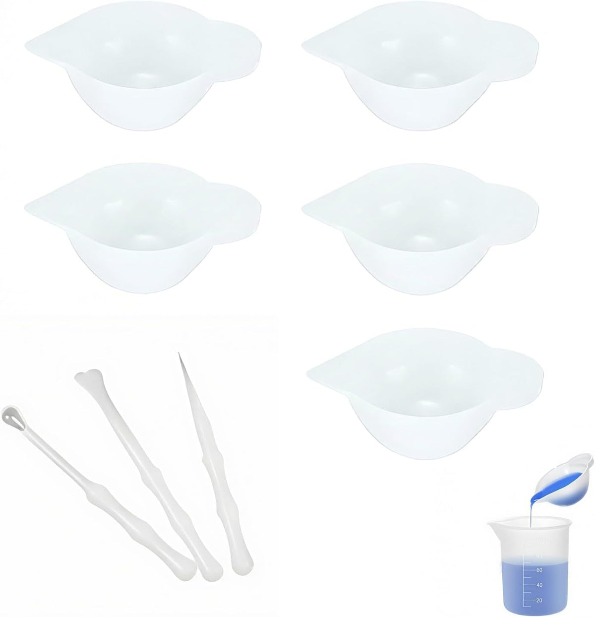 5Pcs Resin Mixing Cups Silicone Mini Measuring Bowl Set Pouring Tools and Accessories for DIY Epoxy Craft Small Silicone Cup Dispenser with Spoon and Glue Stick for Resin Art Supplies
