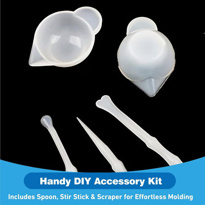 5Pcs Resin Mixing Cups Silicone Mini Measuring Bowl Set Pouring Tools and Accessories for DIY Epoxy Craft Small Silicone Cup Dispenser with Spoon and Glue Stick for Resin Art Supplies
