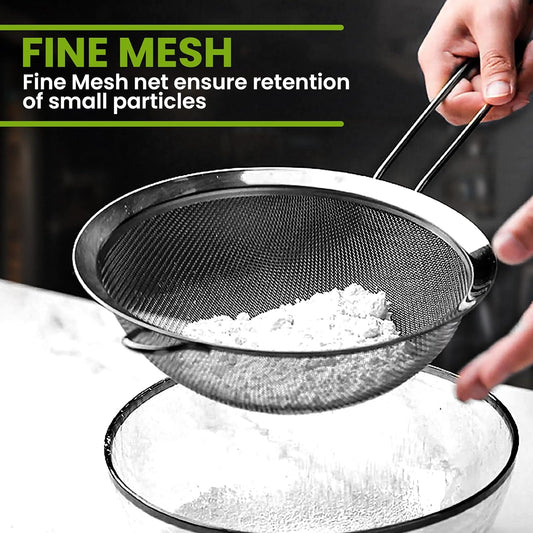 Set of 2 Stainless Steel Mesh Strainers for Kitchen - 5.5 inch Round Fine Mesh Strainer & 3.4 inch Conical Strainer Fine Mesh - Ideal to Sieve Pasta Noodles, Quinoa, Tea, Coffee, Juices, Flour